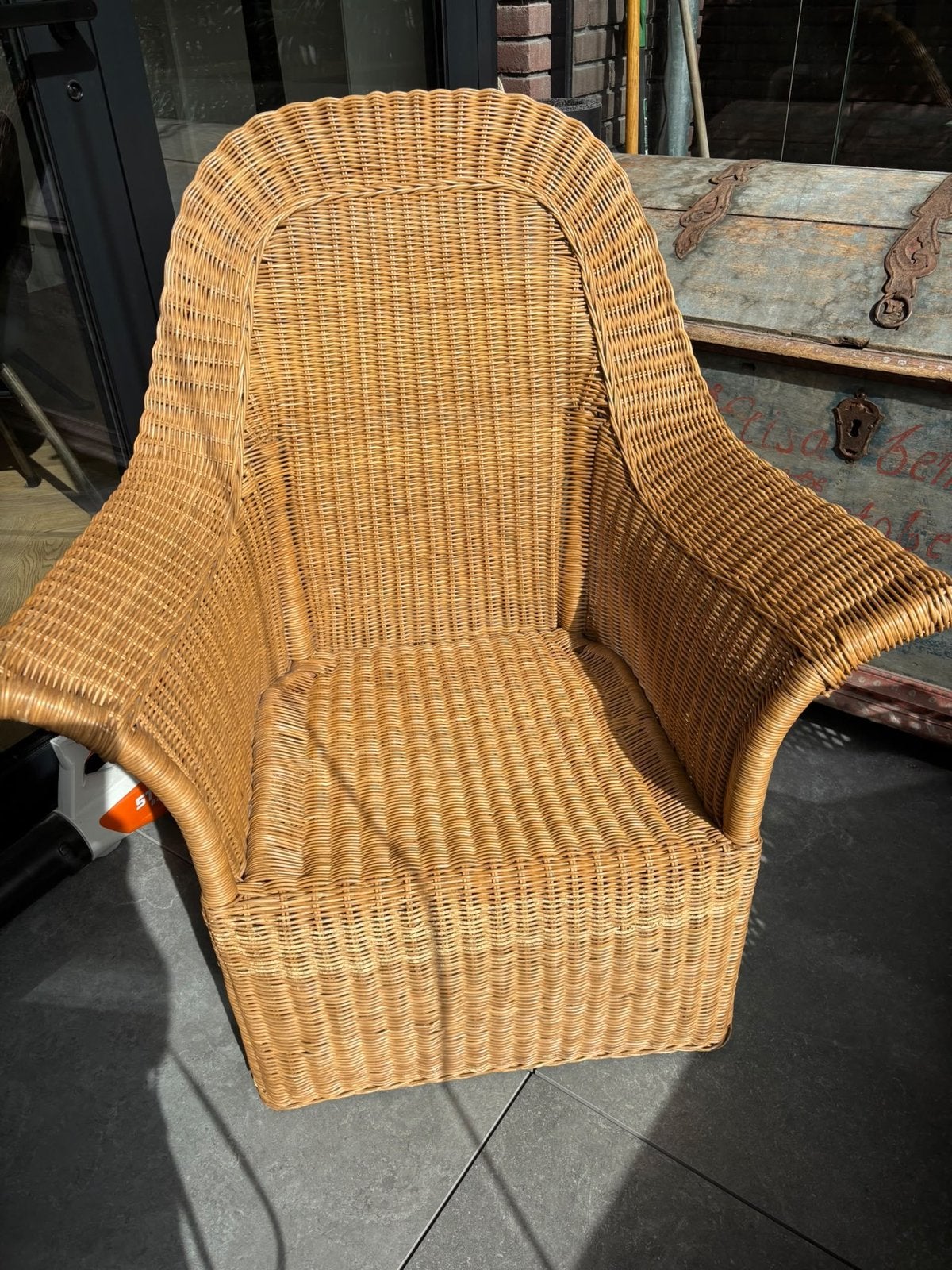 Vintage rotan fauteuil - perfect voor binnen en buiten, Ophalen of Verzenden