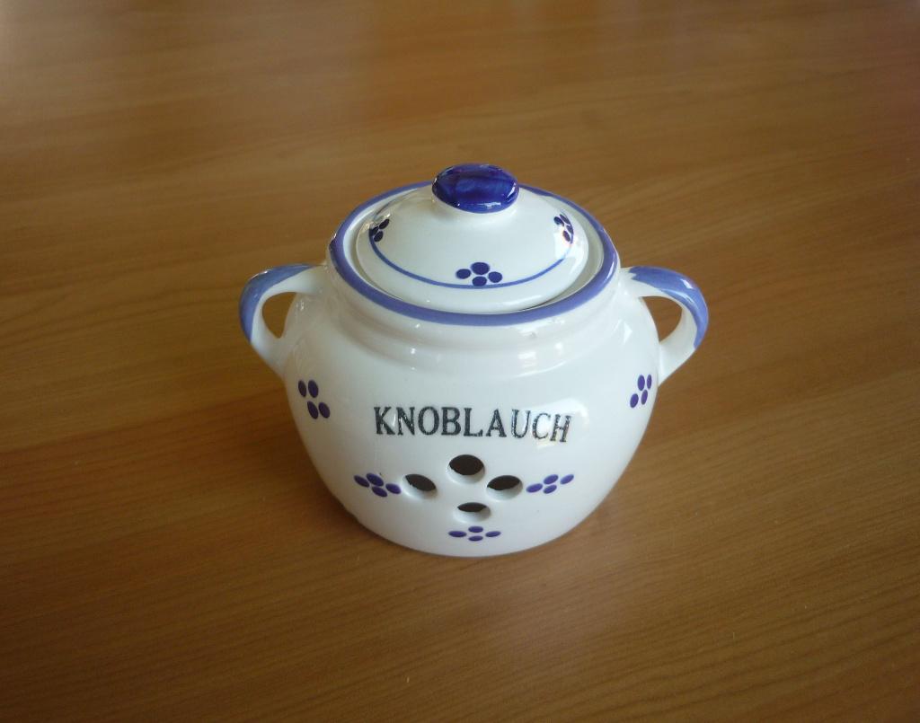 Wit blauw porseleinen knoflook opbergpot, Antiek en Kunst, Ophalen of Verzenden