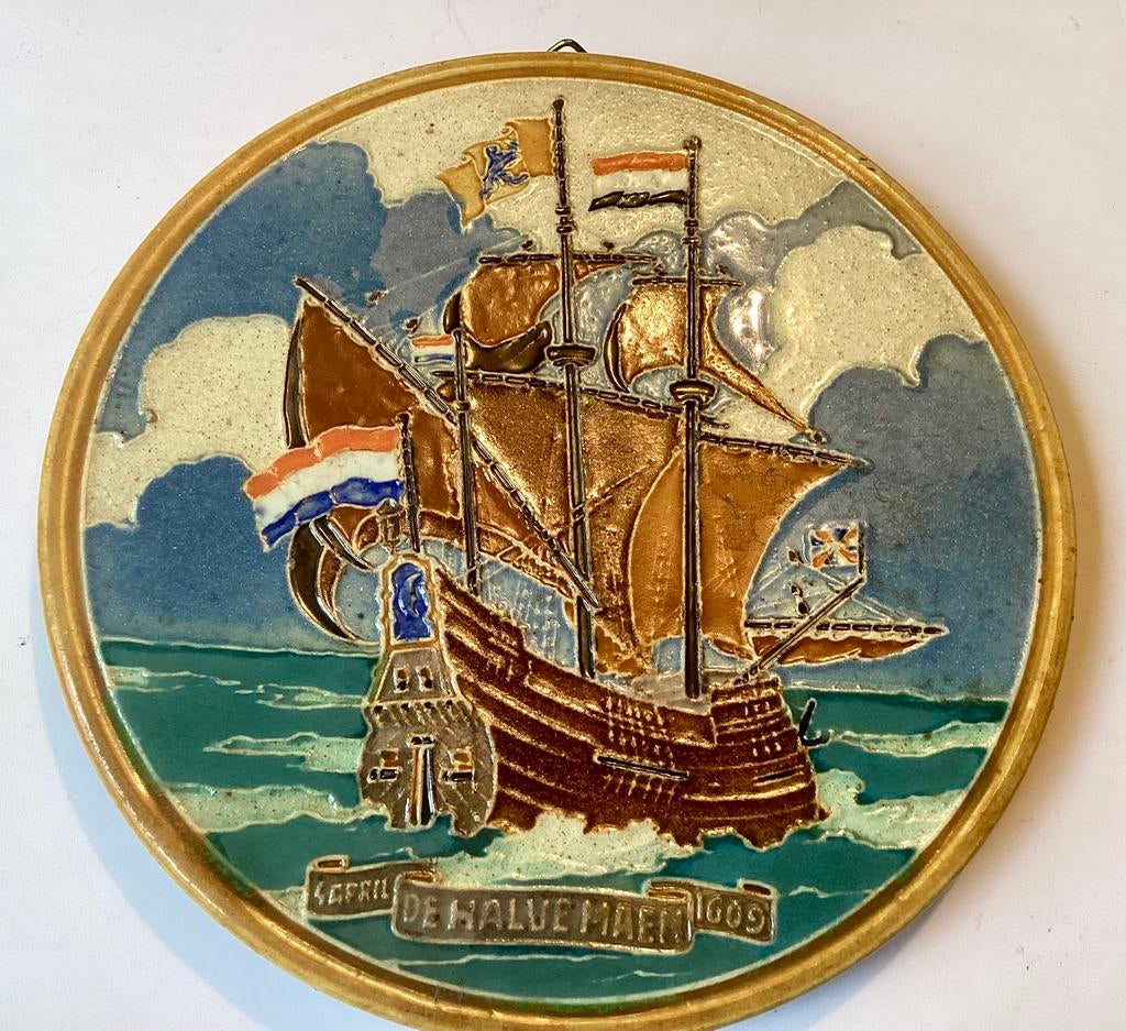 Ronde Westraven tegel: De Halve Maen. 4 April 1609., Ophalen of Verzenden