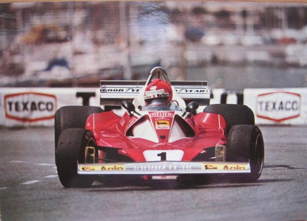 Formule I race auto Ferrari 312T op nieuwe ansichtkaart, Verzenden, 1980 tot heden, Ongelopen, Voertuig