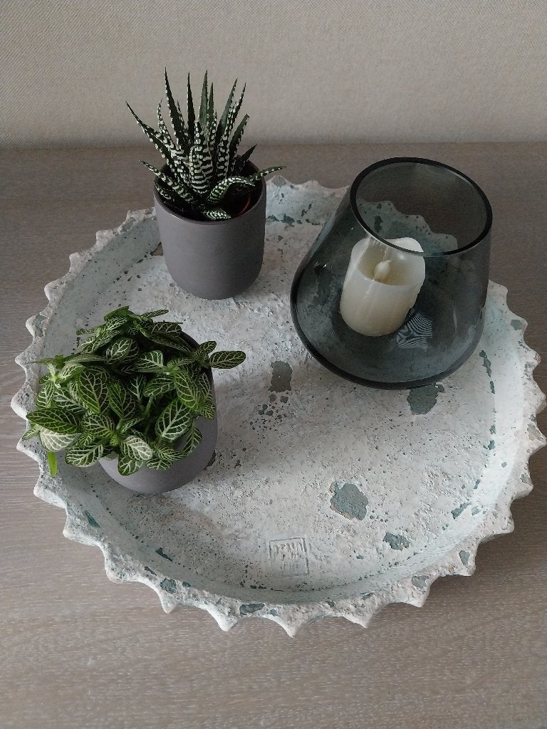 Decoratieve schaal van steen/keramiek van PTMD, Ophalen, Groen, Steen/keramiek, Landelijk