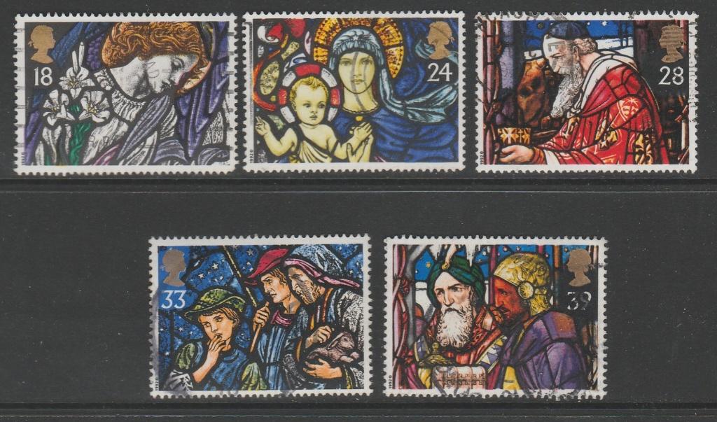 GB - Michelnr 1421-1425 - kerst 1992, glas-in-lood ramen, Verzenden, Gestempeld