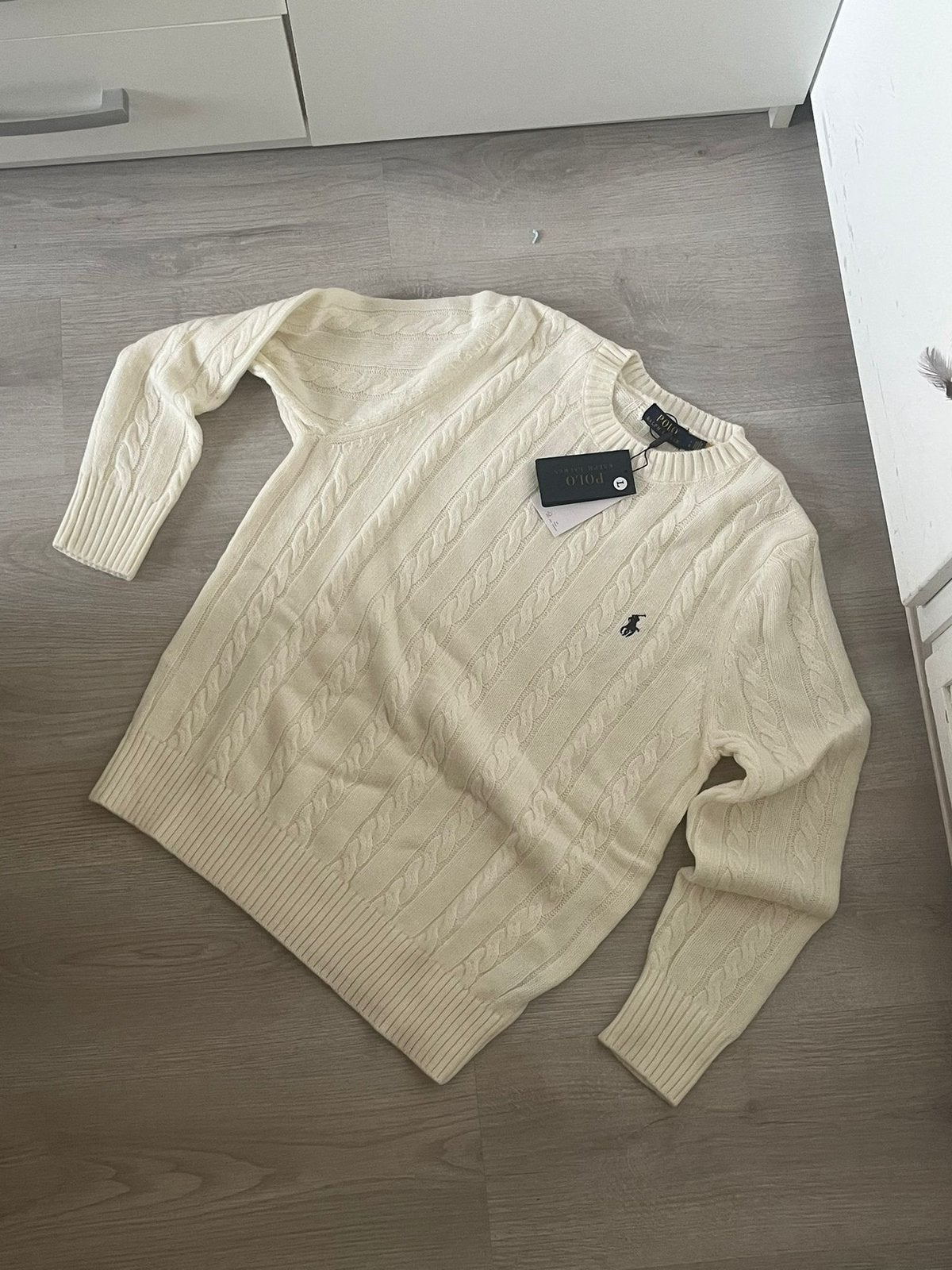 Ralph Lauren Kabeltrui - Wit - L, Ophalen of Verzenden, Nieuw, Maat 52/54 (L), Wit