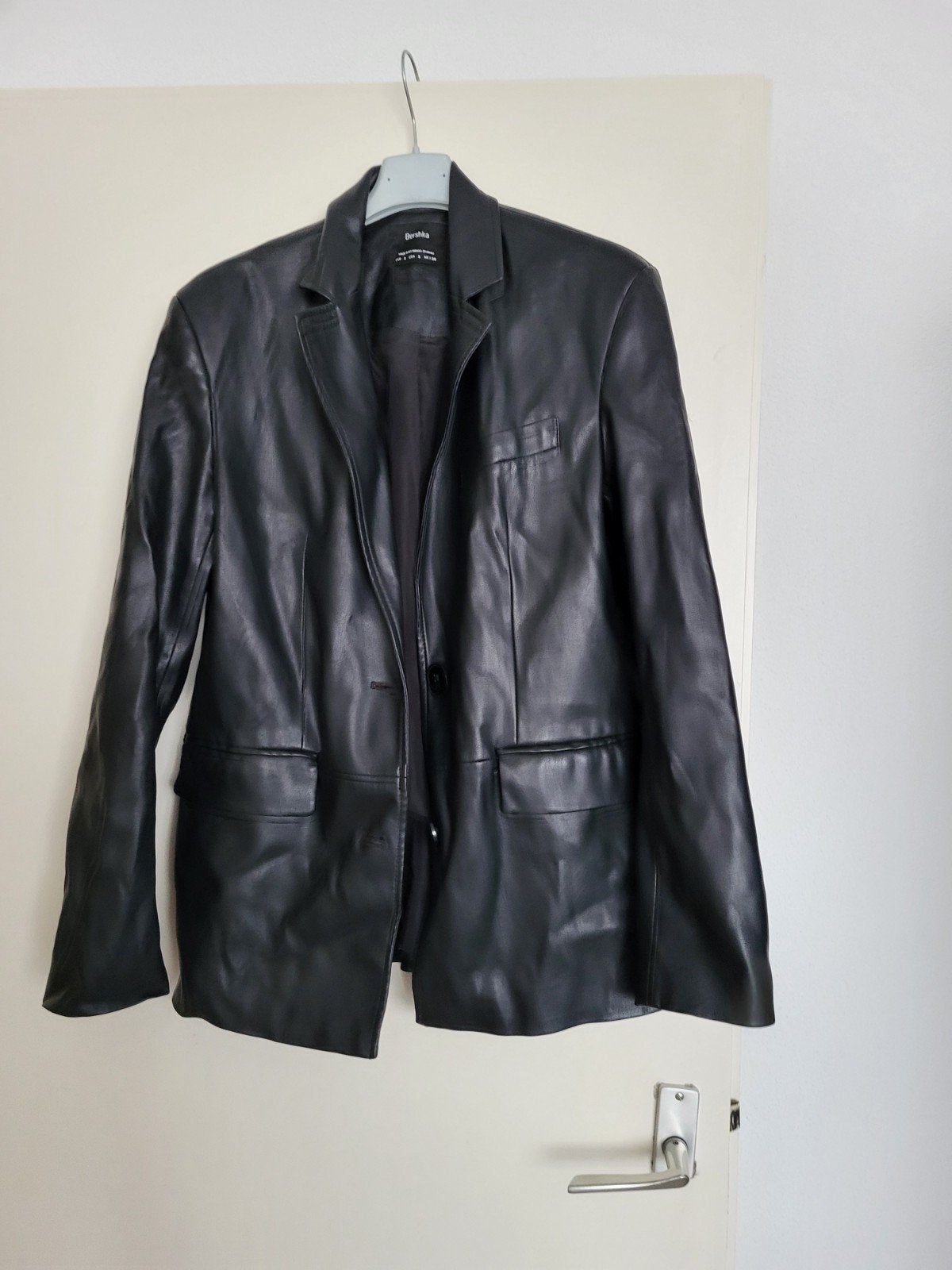 Bershka imitatie leren jasje maat S, Zwart, Zo goed als nieuw, Maat 36 (S), Bershka