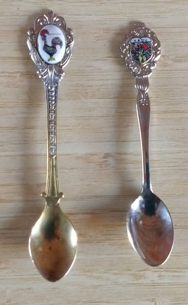souvenir lepeltjes Portugal en / of KROV, volgnr 86, Theelepel, Gebruikt, Los bestek, Ophalen of Verzenden