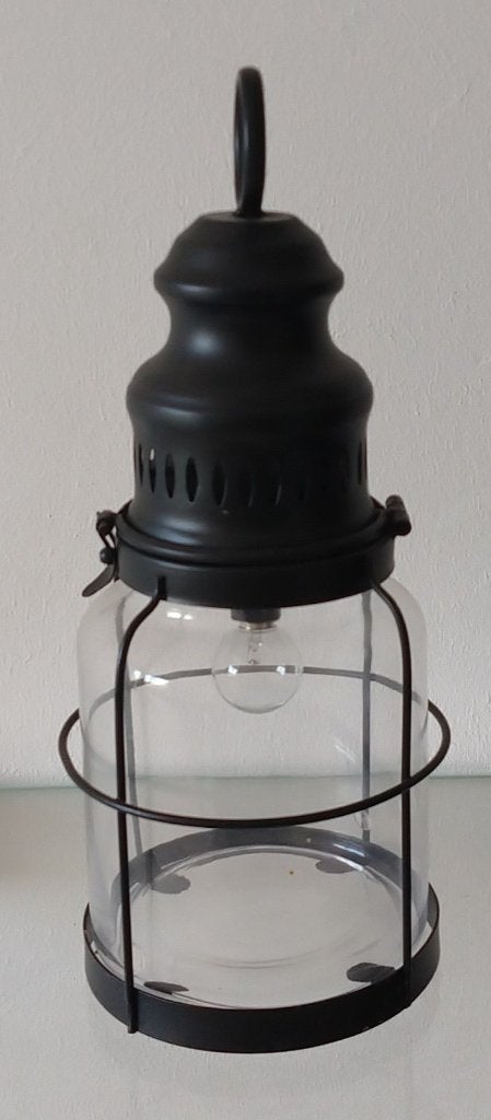 tafellamp stormlamp industriele twist, volgnr 5, Ophalen of Verzenden, Zo goed als nieuw, Glas