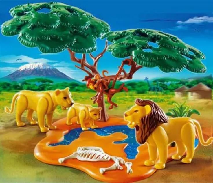 Playmobil Safari 4830 leeuwen familie met apen, Ophalen of Verzenden, Zo goed als nieuw