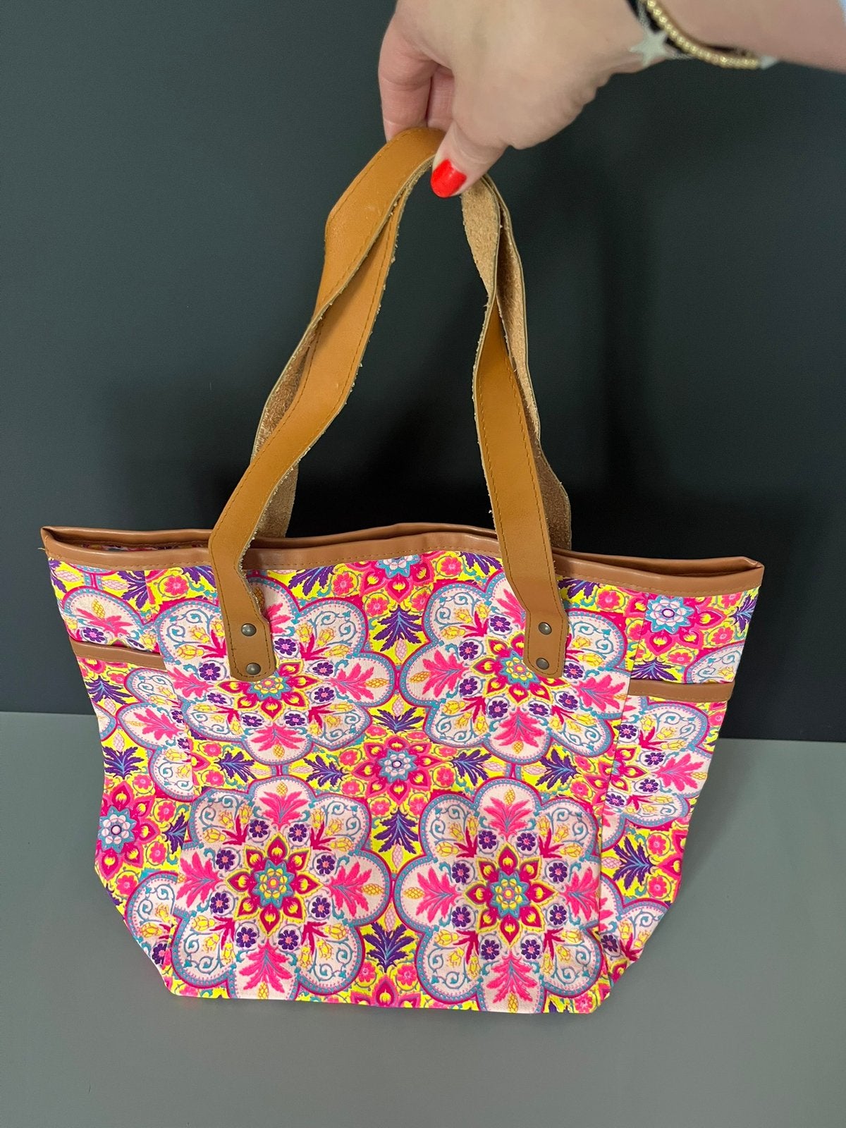 Boho Shopper roze geel wit, Overige merken, Ophalen of Verzenden, Zo goed als nieuw, Roze