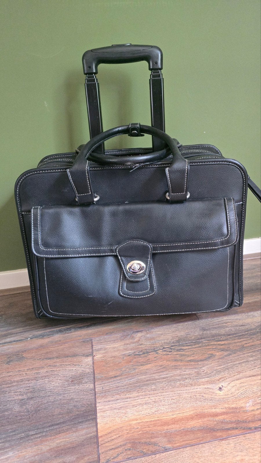 leren samsonite trolley, Gebruikt, Trolleytas, 17 inch of meer, Ophalen of Verzenden