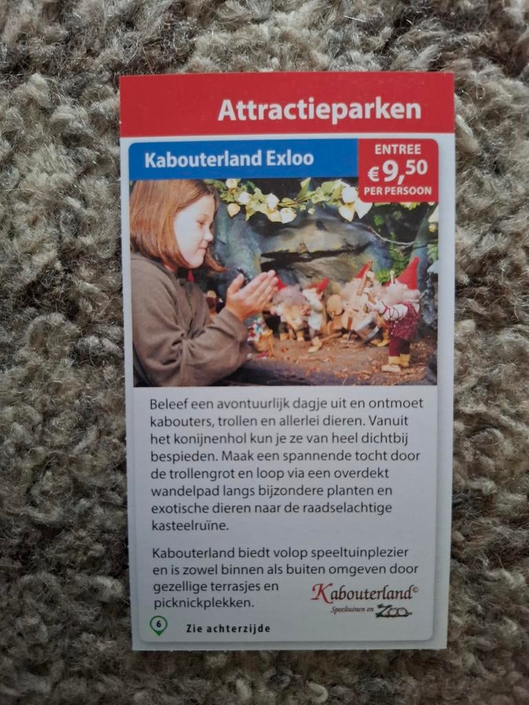 Kabouterland Exloo €9,50 per persoon, Tickets en Kaartjes, Drie personen of meer, Kortingsbon, Overige typen