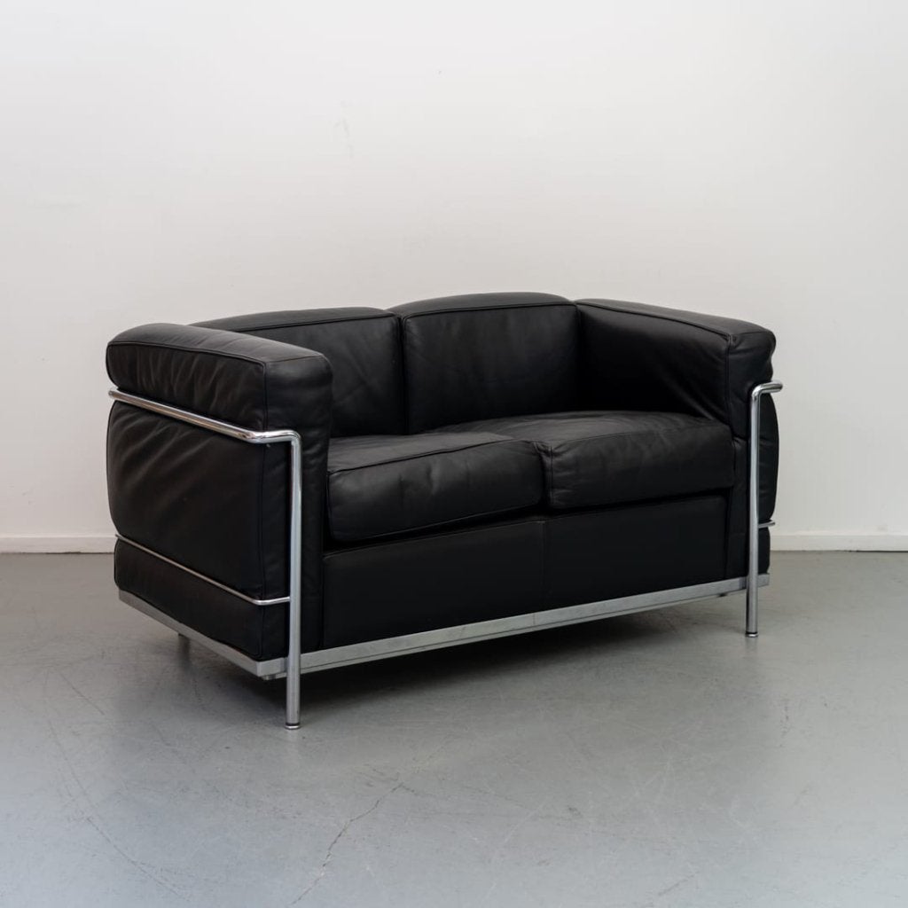 Cassina LC2 Bank 2-Zits Zwart Leer