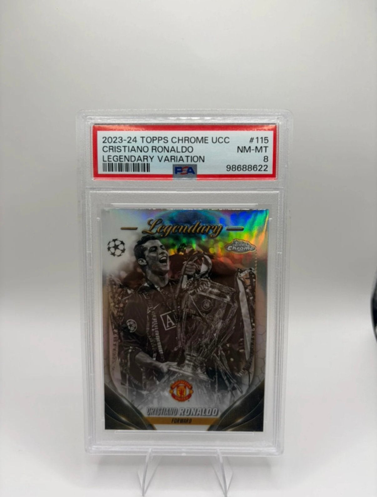 PSA 8 Cristiano Ronaldo Legendary Variation – Topps Chrome, Verzamelen, Sportartikelen en Voetbal, Ophalen of Verzenden, Nieuw
