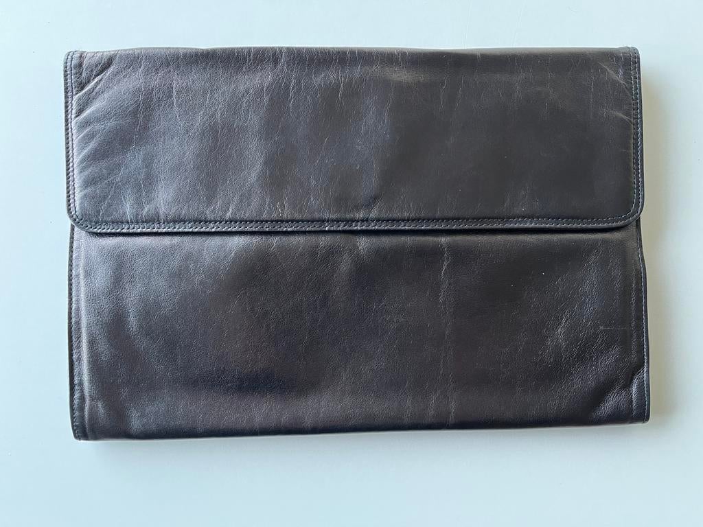 Zwarte Claudio Ferrici leren enveloppe tas - elegant, Ophalen of Verzenden, Gebruikt, Zwart, Handtas