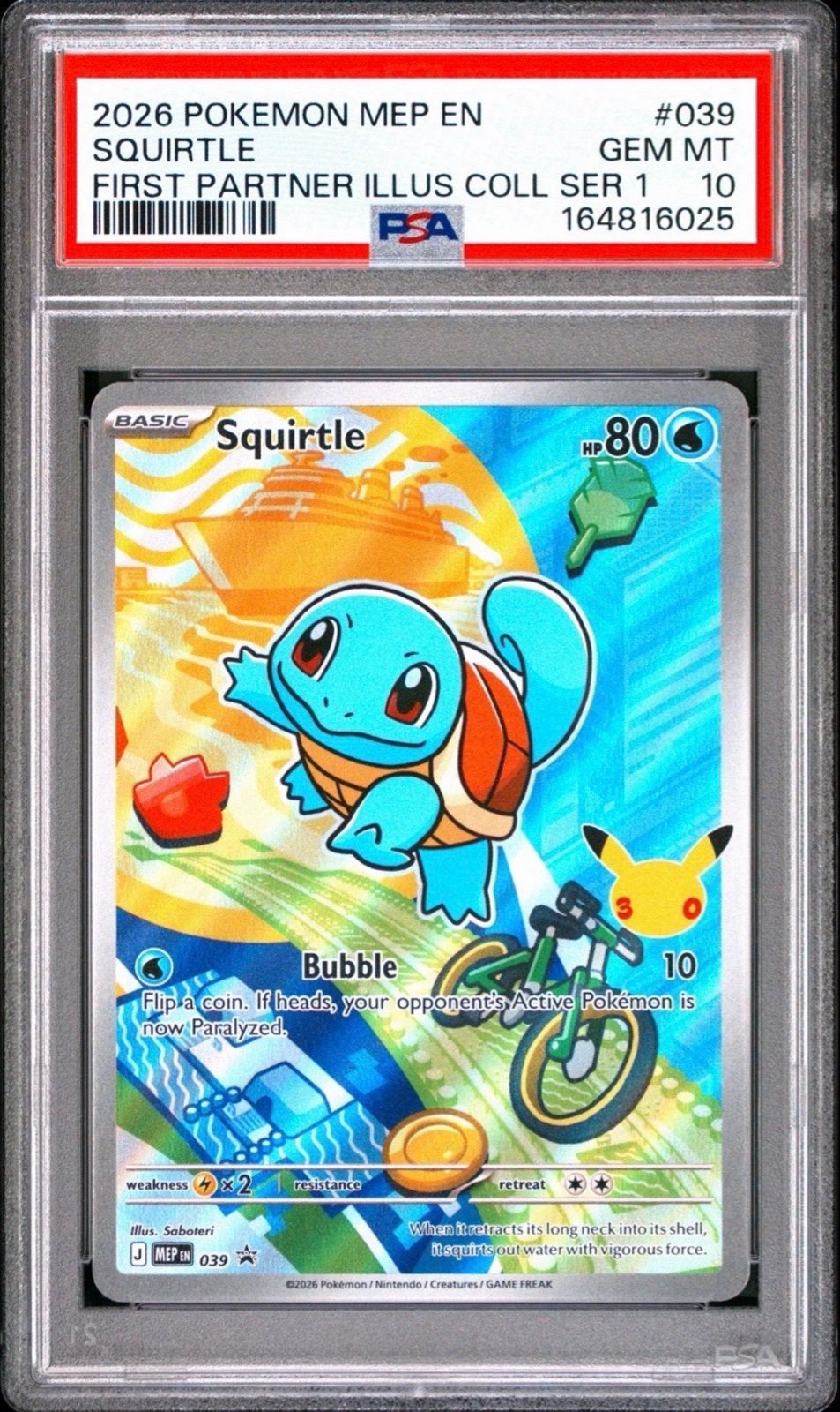 Squirtle 2026 Pokemon MEP EN First Partner Illus Coll PSA 10, Verzenden, Nieuw, Losse kaart, Foil