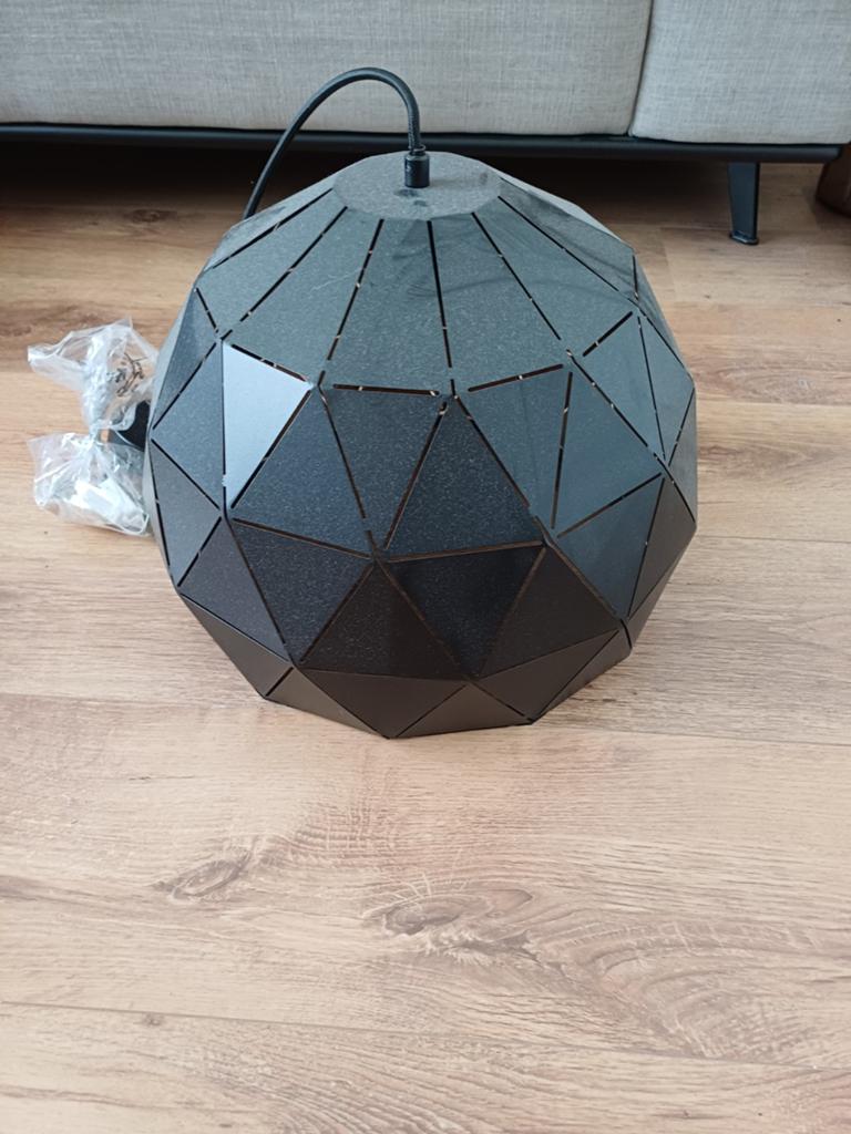 Zwarte geometrische hanglamp - Modern design, Ophalen, Zo goed als nieuw, Metaal, Minder dan 50 cm
