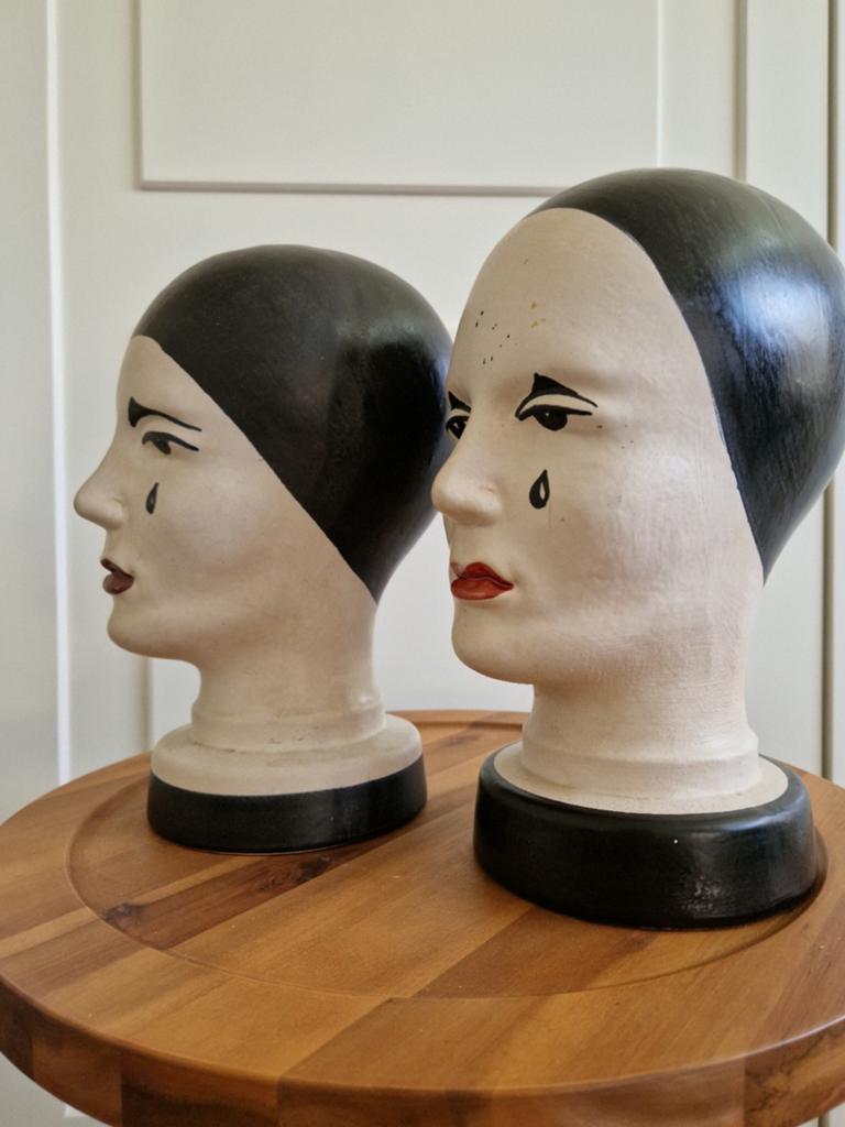 Scheurig pierrot- hoofden, Antiek en Kunst, Ophalen