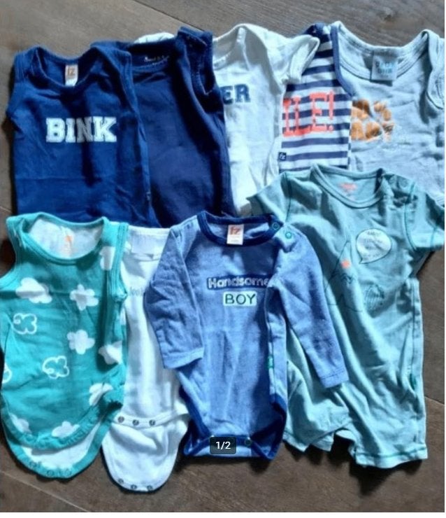 9 rompertjes maat 50 / 56, Ophalen of Verzenden, Zo goed als nieuw, Jongetje, Nacht- of Onderkleding