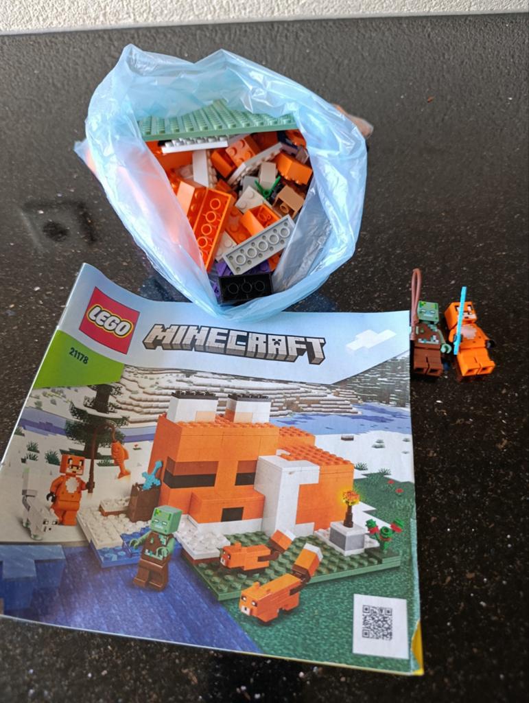 LEGO Minecraft De Vossenlodge (21178) compleet, Gebruikt, Minecraft, Lego, Ophalen of Verzenden