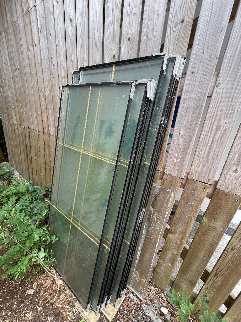 Ruit van glas met gouden detail, Ophalen, Gebruikt, Minder dan 80 cm, 120 tot 160 cm