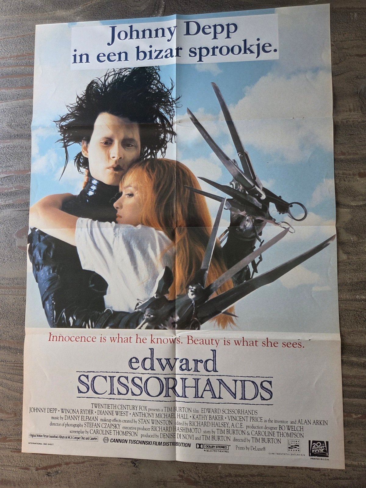 Edward Scissorhands Filmposter (1990), Verzamelen, Ophalen of Verzenden, Zo goed als nieuw, A1 t/m A3, Film en Tv