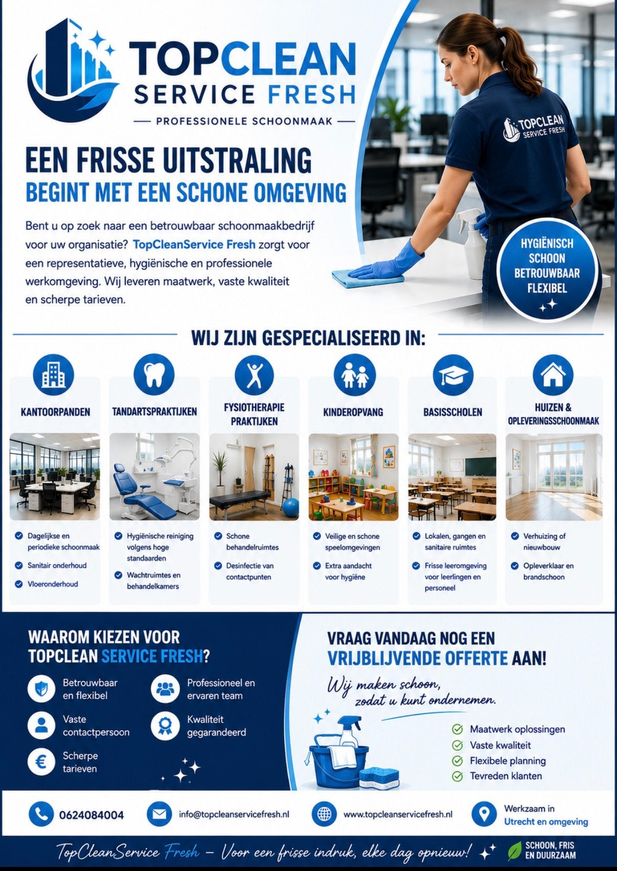 Schoonmakers zoeken opdrachten !, 33 - 40 uur, Overige niveaus, Starter, Overige vormen