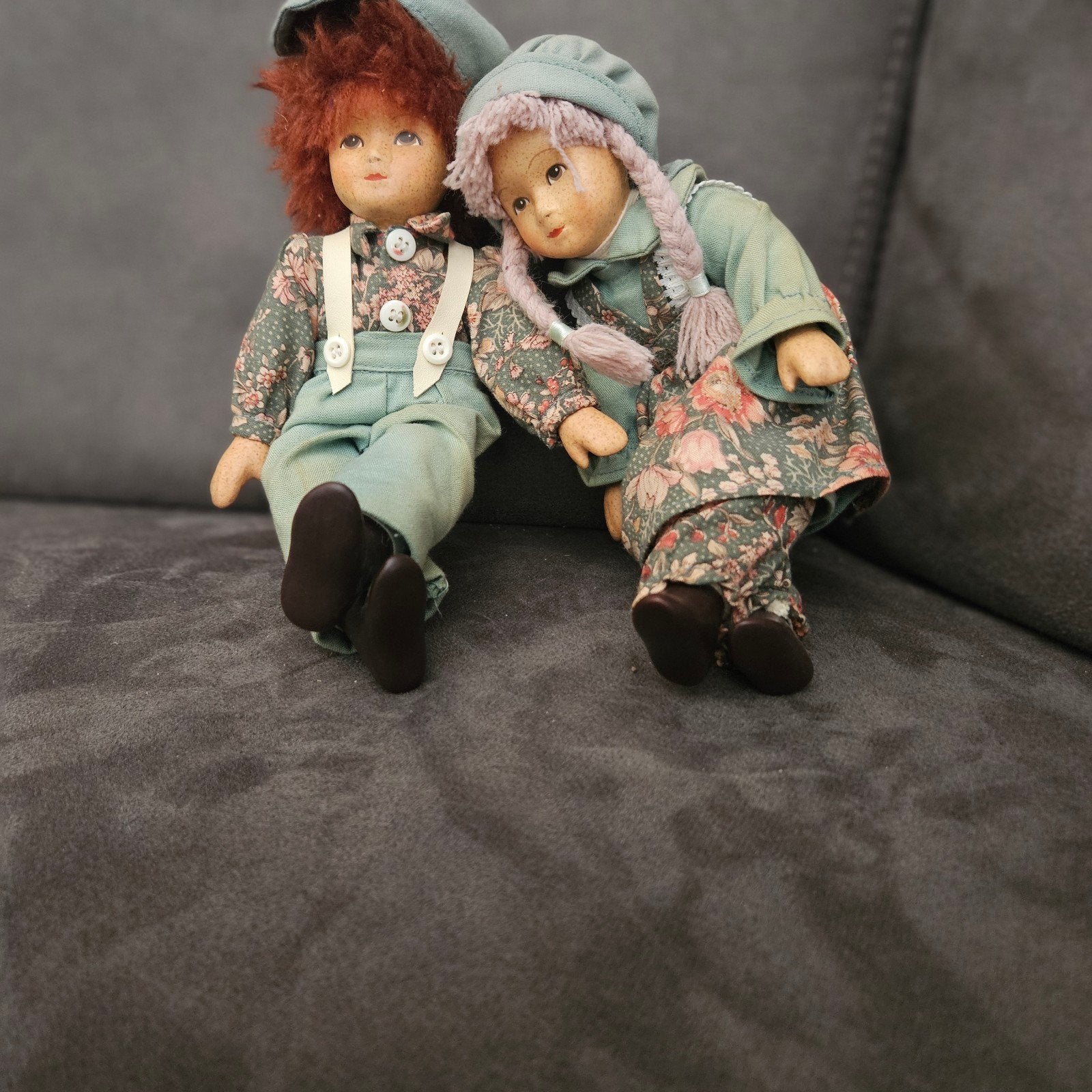 Set van 2 Vintage Stoffen Poppen - Jongen en Meisje, Verzamelen, Ophalen, Gebruikt, Pop
