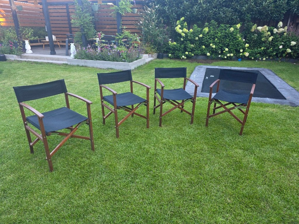 Mooie teak houten regiseurstoeltjes, Huis en Inrichting, Stoelen, Ophalen, Bruin, Zo goed als nieuw, Vier