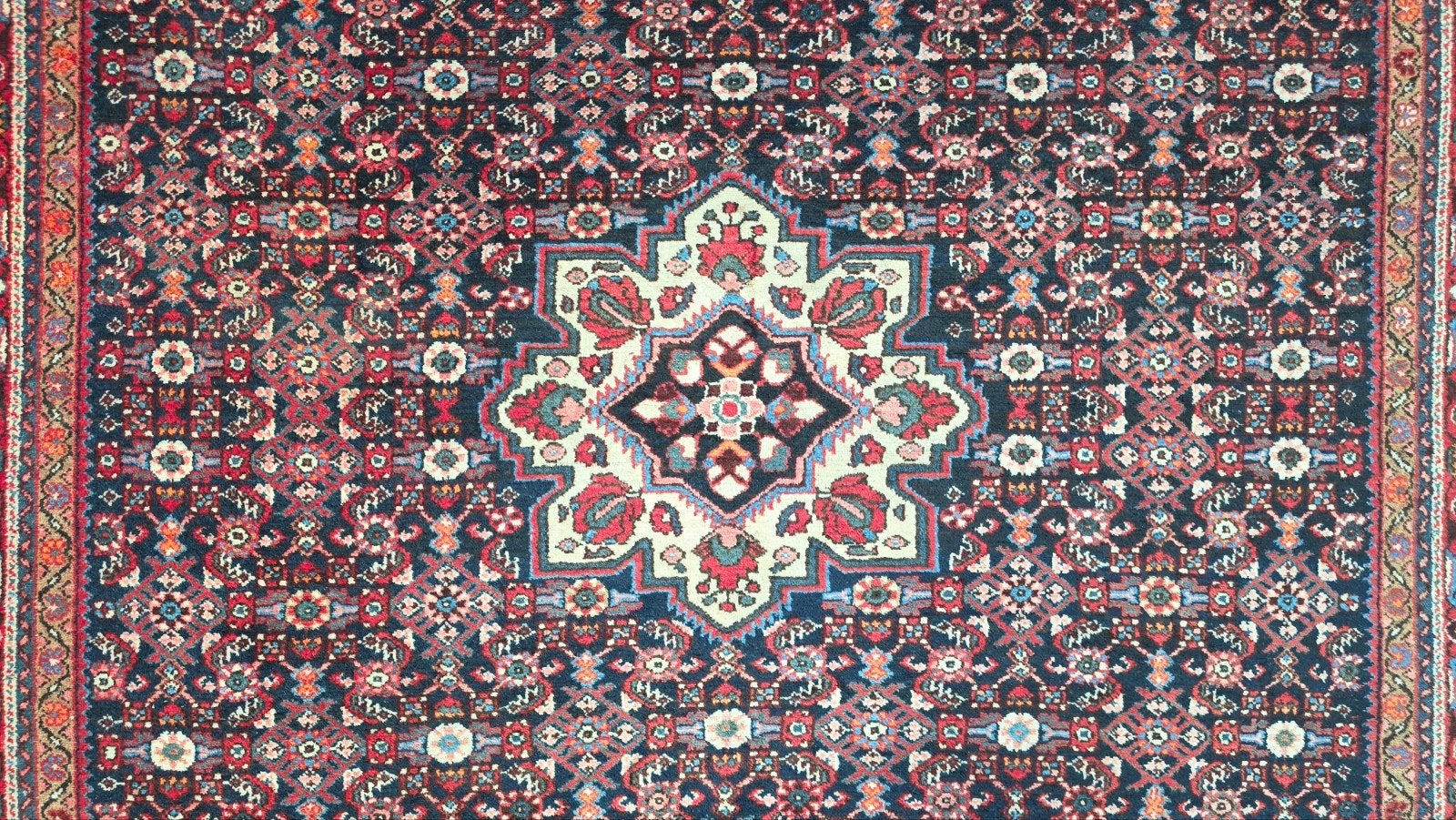 Handgeknoopt vintage Perzisch wol Husseinabad tapijt 214x316, 200 cm of meer, Www.hypepopup.nl, Ophalen of Verzenden, Klassiek Perzisch vintage oosters hype