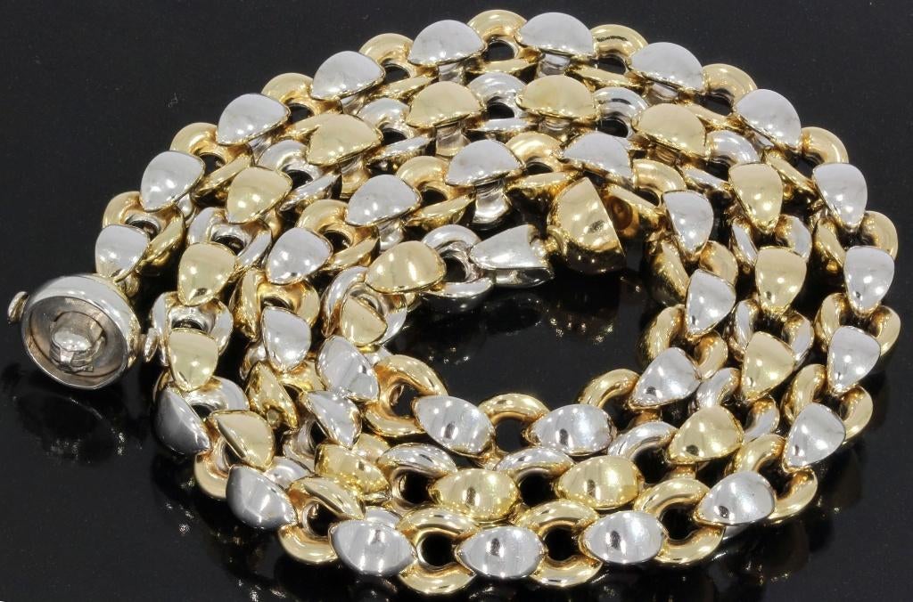 Jasseron exclusieve 14k bicolor gouden ketting dames nieuw, Voordeelsieraden, Verzenden, Zo goed als nieuw, Met edelsteen