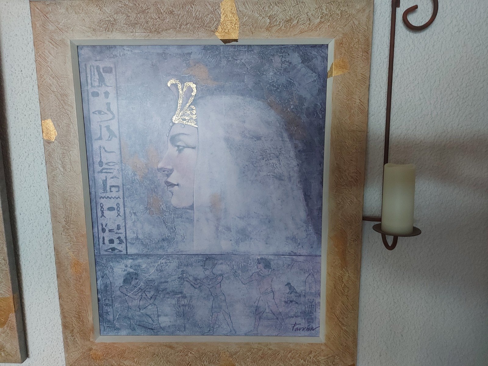 Egyptische Koningin Portret met Hiërogliefen, Antiek en Kunst, Ophalen