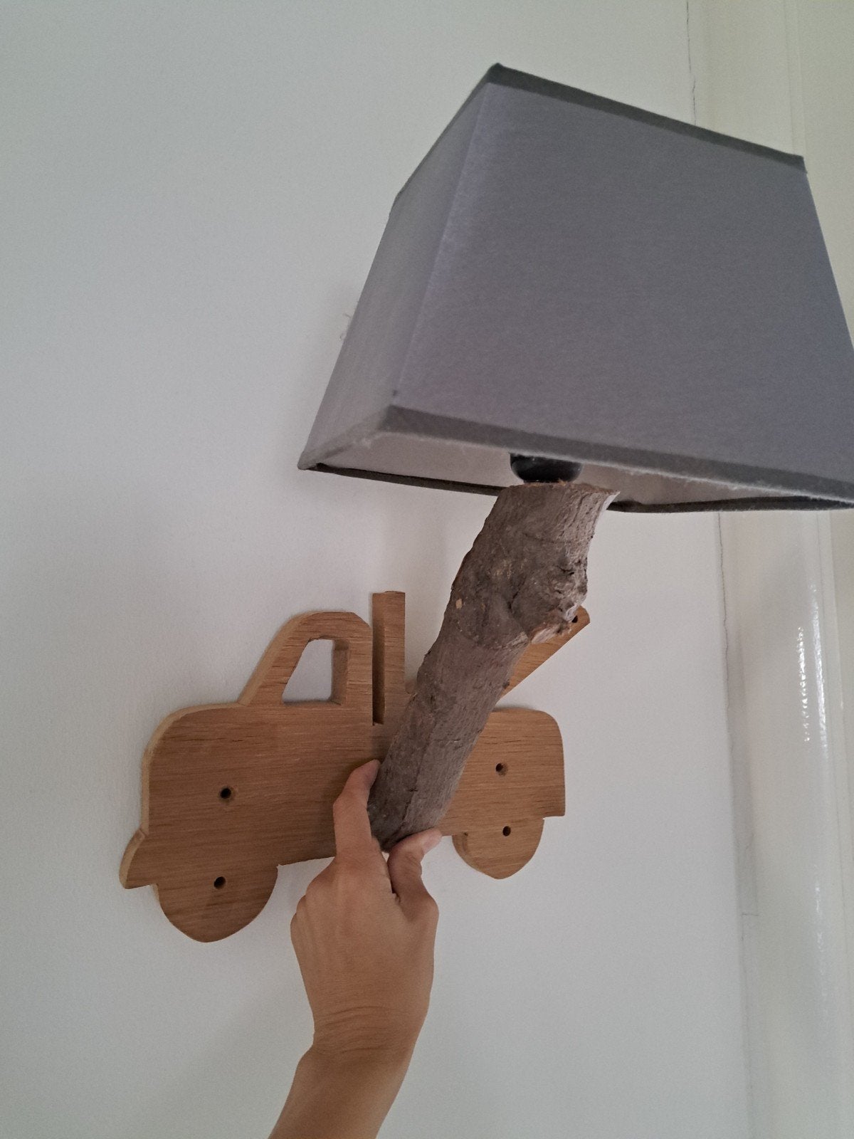 wandlamp tractor en takelwagen, Ophalen of Verzenden, Hout, E27 (groot)