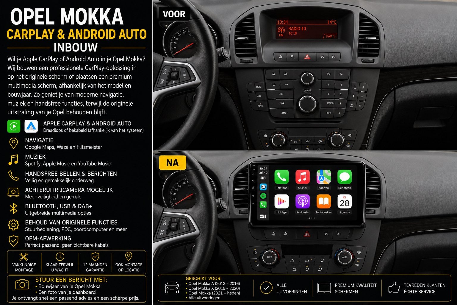 Opel Mokka CarPlay & Android Auto Inbouw, Ophalen, Nieuw