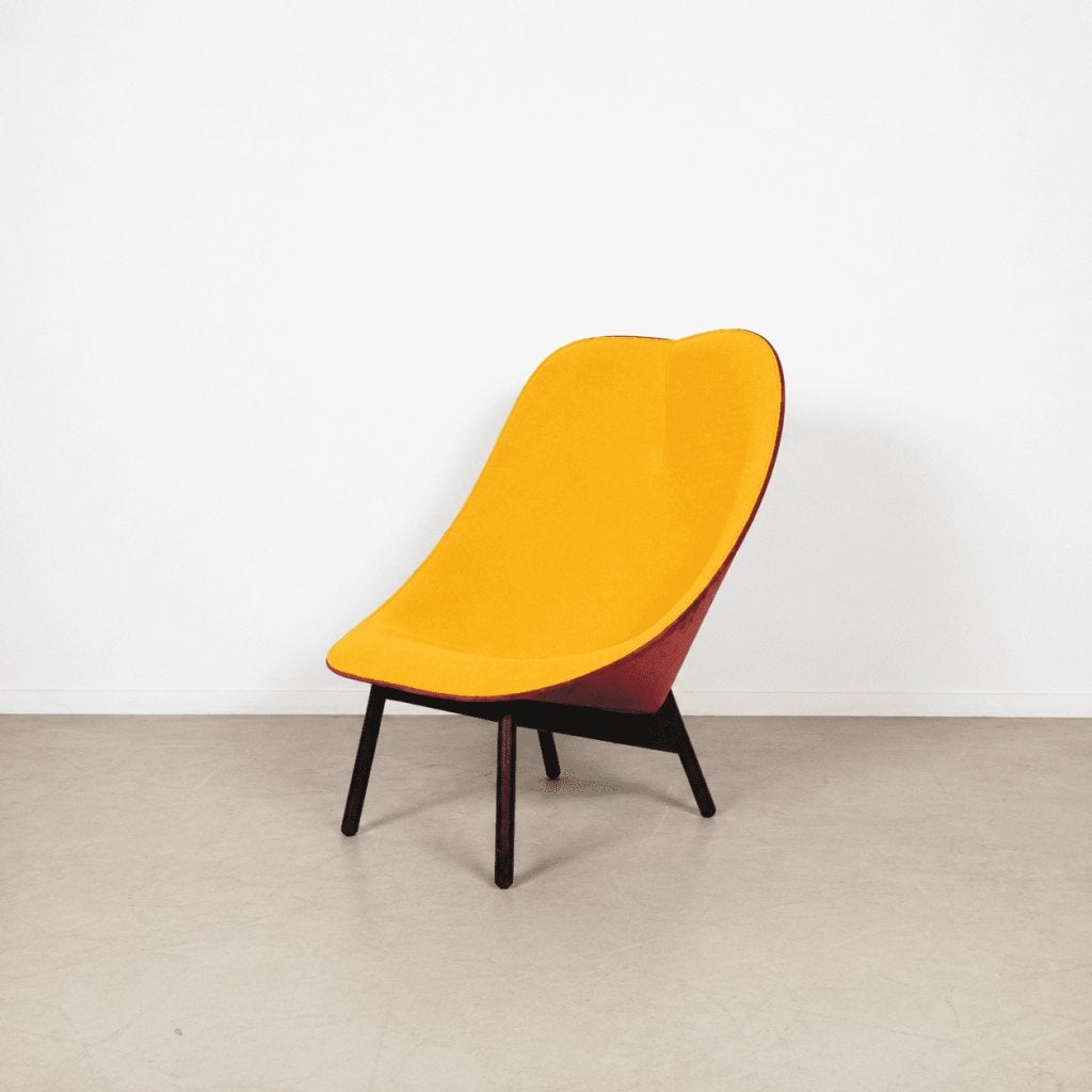 Hay Uchiwa Lounge Chair Fauteuil Geel/Bordeauxrood Stof, Niet ingevuld, Zo goed als nieuw, Niet ingevuld, Niet ingevuld