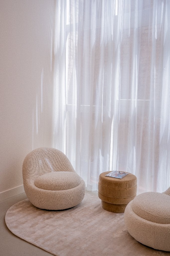 2x SOFACOMPANY Babette fauteuil – Maya Cream + hocker, Ophalen, Gebruikt, 75 tot 100 cm, 75 tot 100 cm