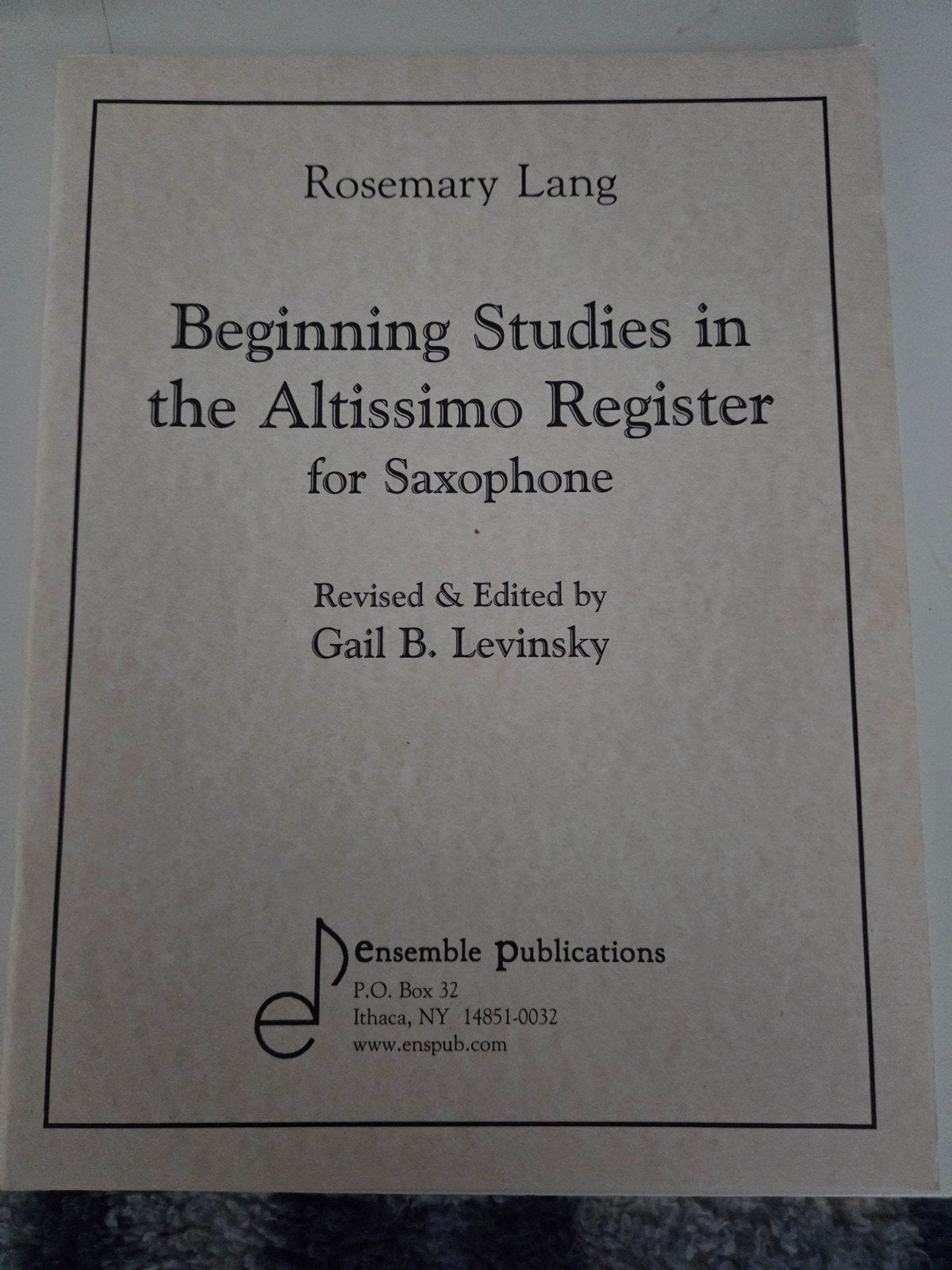 Rosemary Lang - Beginning Studies in the Altissimo Register, Overige genres, Ophalen of Verzenden, Zo goed als nieuw, Saxofoon