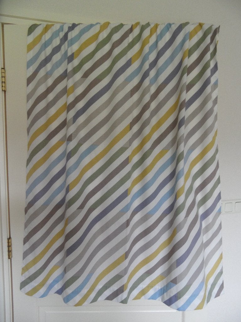 2x gordijn - katoen - div. kleuren - streep - incl. haakjes, Ophalen of Verzenden, Zo goed als nieuw, 164 cm, Gordijn