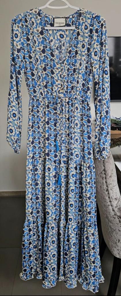 Gold & silver paris maxi jurk dress t1 maat 36/38, Kleding | Dames, Jurken, Ophalen, Zo goed als nieuw, Maat 36 (S), Onder de knie