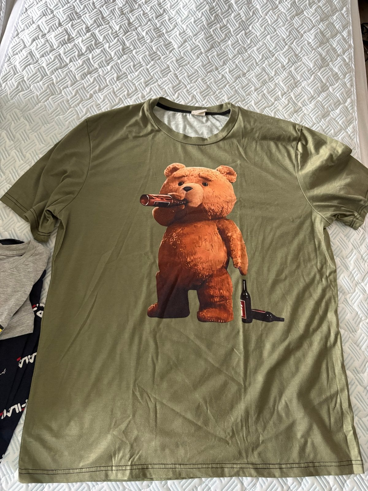 Grappig T-shirt met Ted beer print - Maat L, Ophalen of Verzenden, Gedragen, Maat 52/54 (L), Groen