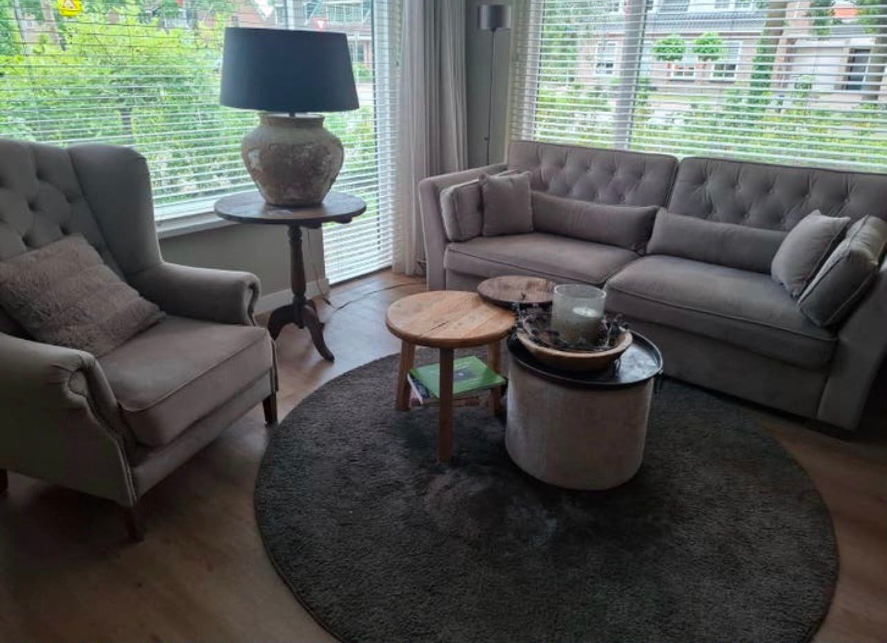 Velvet bank met fauteuil, Verzenden, Zo goed als nieuw