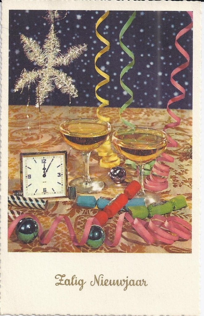 Kr1549 oude gelopen ansichtkaart zalig nieuwjaar uit 1902, Ophalen of Verzenden, Voor 1920, Gelopen, Feest(dag)