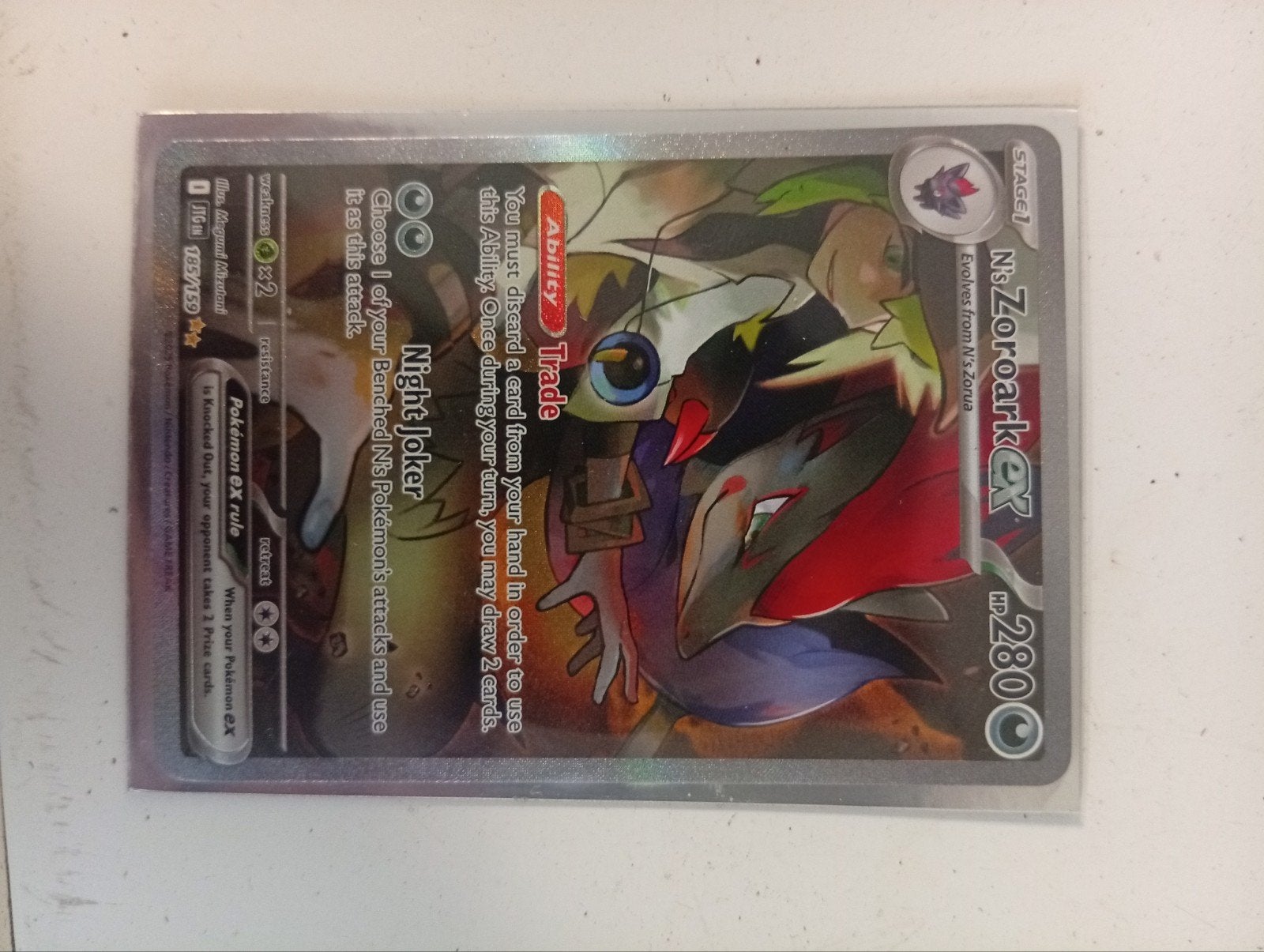 Pokemon  Zoroark ex 085/159, Ophalen of Verzenden, Zo goed als nieuw, Losse kaart, Foil
