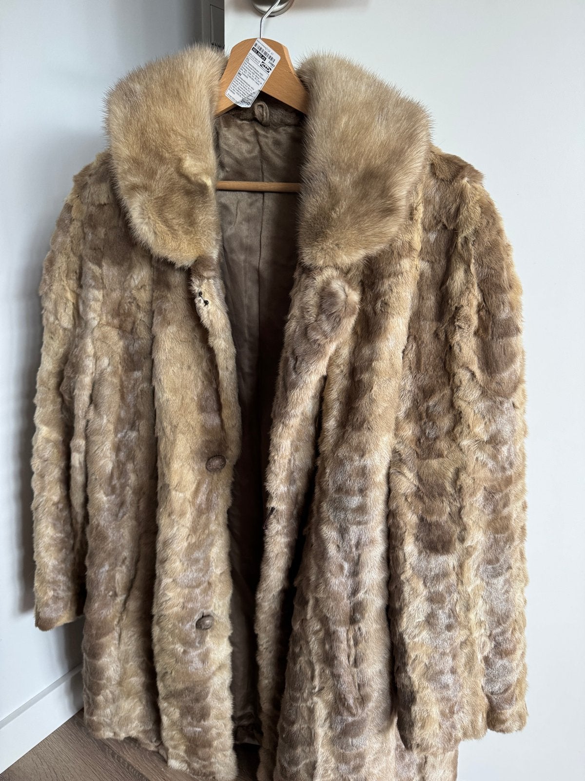 Vintage Bontjas Nerts - Beige/Bruin - Maat M/L, Kleding | Dames, Ophalen of Verzenden, Zo goed als nieuw, Maat 38/40 (M), Beige