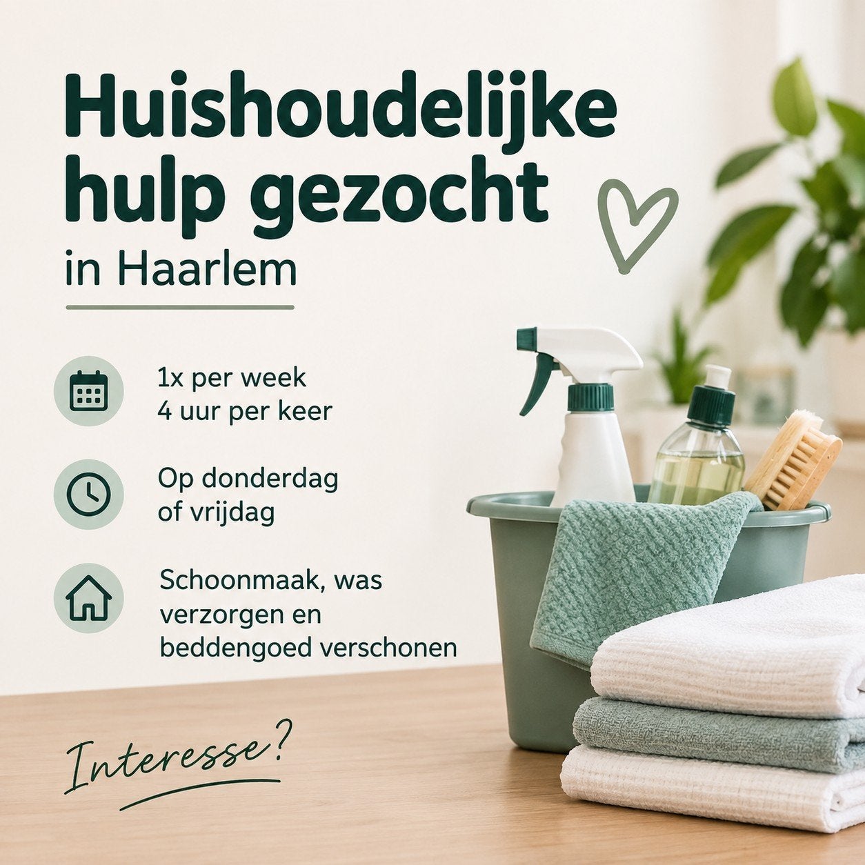 gezocht: schoonmaakster Haarlem, Vacatures, Overige niveaus, Overige vormen