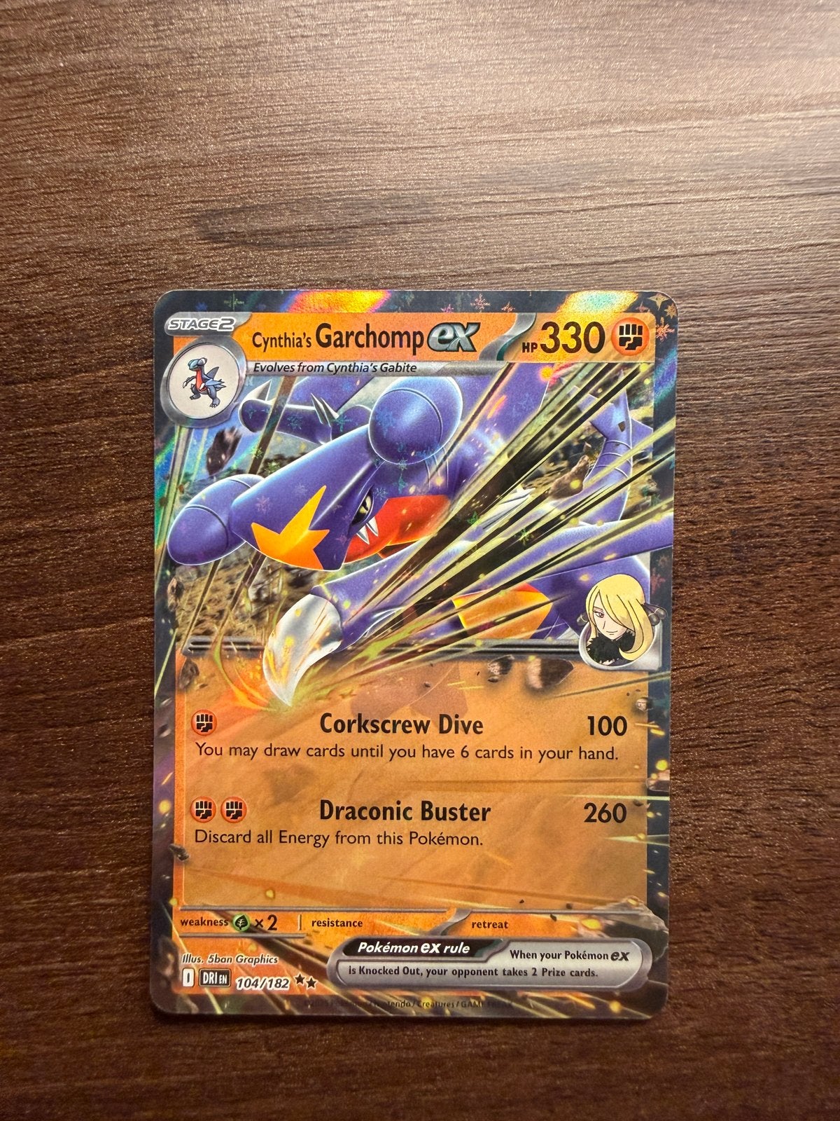 Cynthia's Garchomp ex 104/182 - Pokémon Kaart, Ophalen, Zo goed als nieuw, Losse kaart, Foil