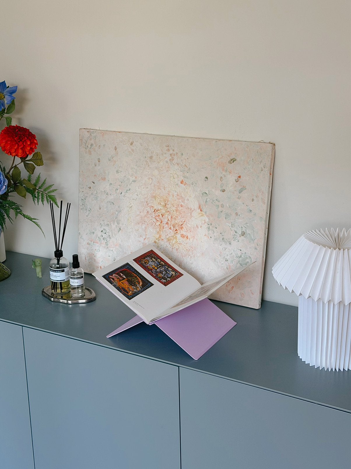 Schilderij 50x70 abstract kunst lijst design midcentury roze, Ophalen of Verzenden