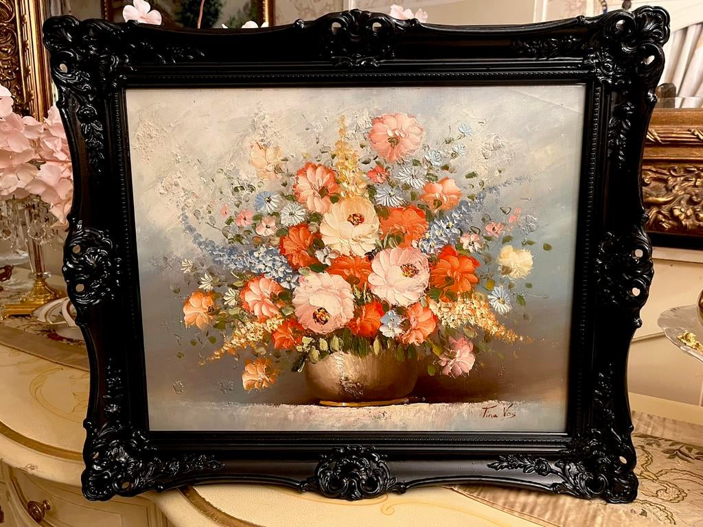 Olieverf bloemen schilderij, Ophalen of Verzenden