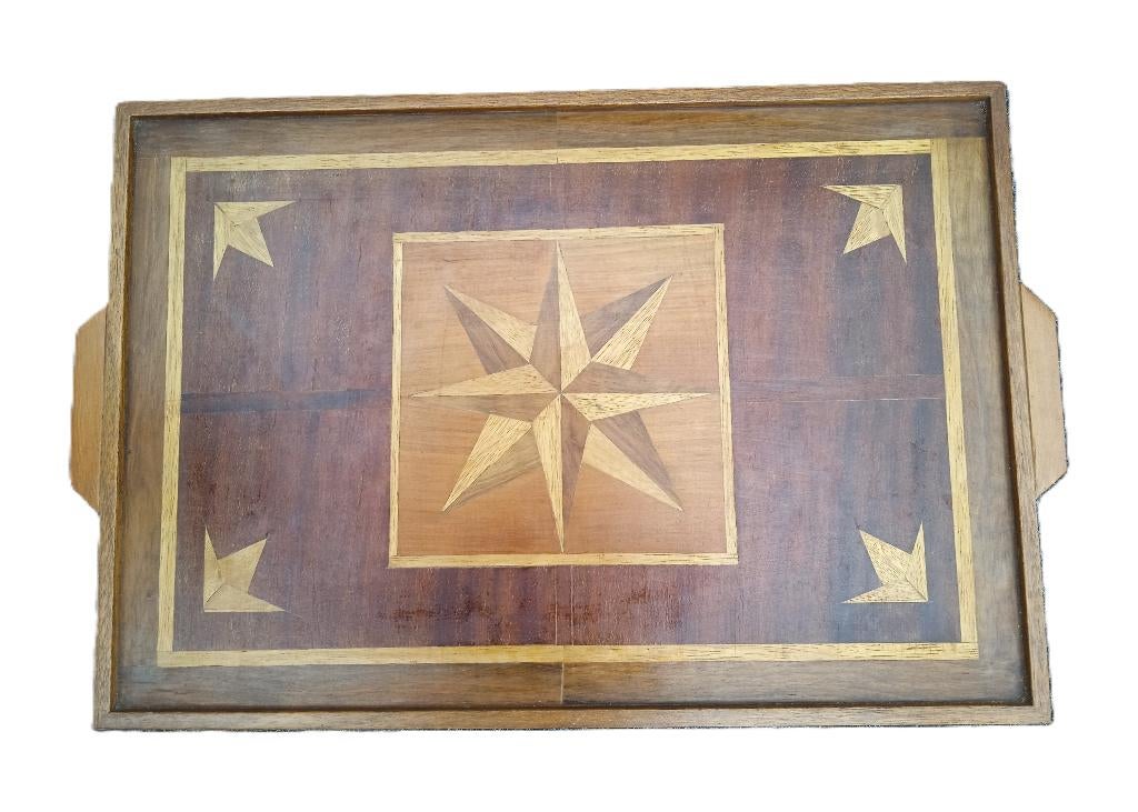Vintage dienblad 51x35 cm., Ophalen of Verzenden, Gebruikt, Rechthoekig, Hout