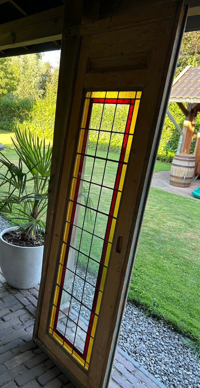 2 vintage deuren met glas in lood, Ophalen, Binnendeur, 200 tot 215 cm, Glas