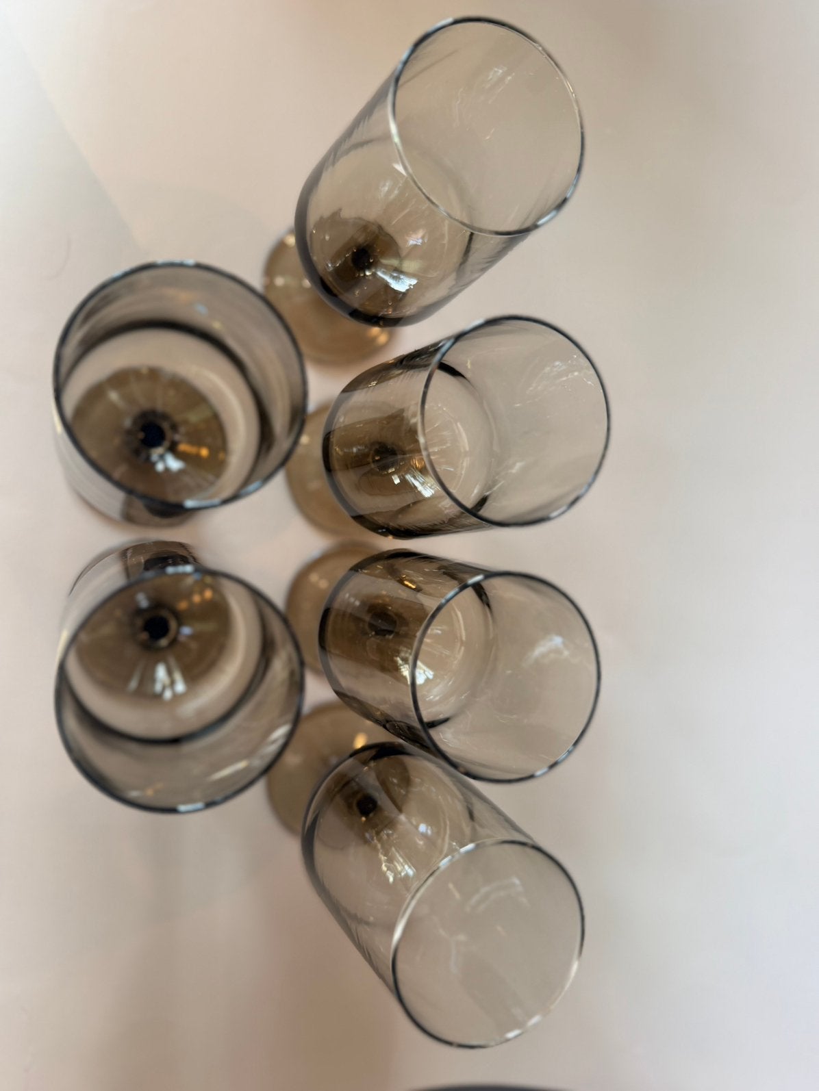 6 vintage Luminarc rookglas glazen (jaren '70), Ophalen of Verzenden, Zo goed als nieuw, Overige typen