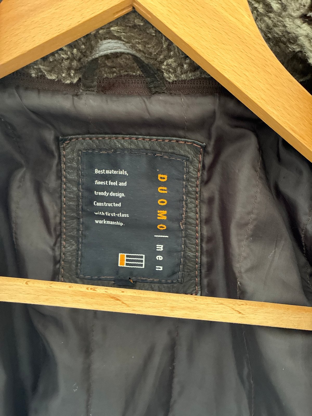 Leren herenjas DUOMO men met bontkraag - Maat L, Ophalen, Gedragen, Maat 56/58 (XL), Bruin